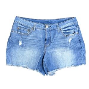 Time and True Women's Denim Shorts size 14 frayed hem Jean shorts